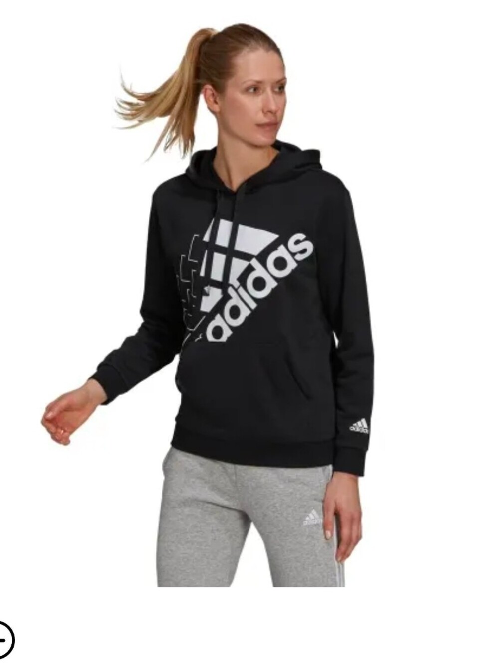 Women's Adidas Brand Love Slanted Logo Black Pullover Hoodie Q3 Bluv hoodie